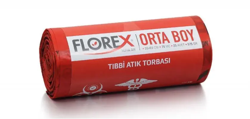 Tıbbi Atık Poşeti Orta Boy 55 cm x 60 cm 25'li Rulo