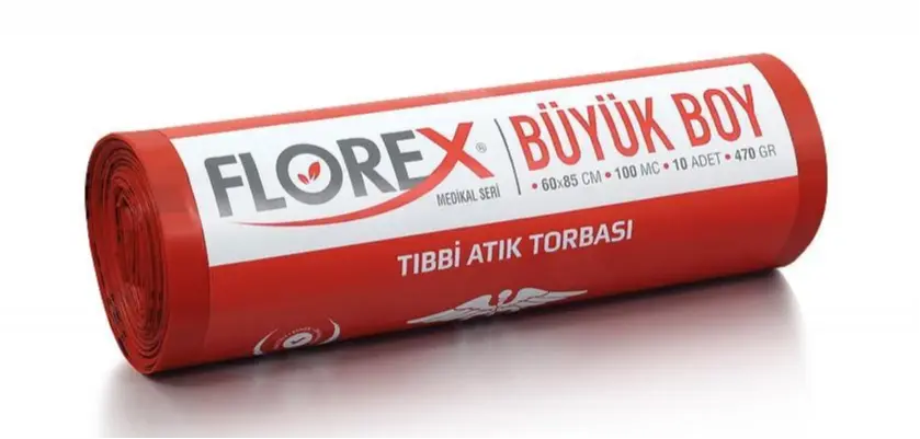Tıbbi Atık Poşeti Büyük Boy 60 cm x 85 cm 10'lu Rulo