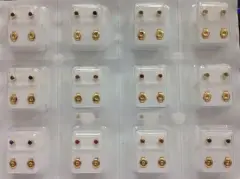 Steril Küpe 12 Çift Renkli Taşlı Küpe Tabakası Gümüş Karışık