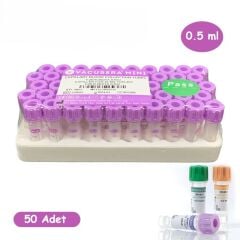 K2 Edtalı Tüp 0,5 ML Pediatrik Mor Kapak 50 Adet