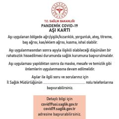 Pandemik Covid 19 Aşı Kartı