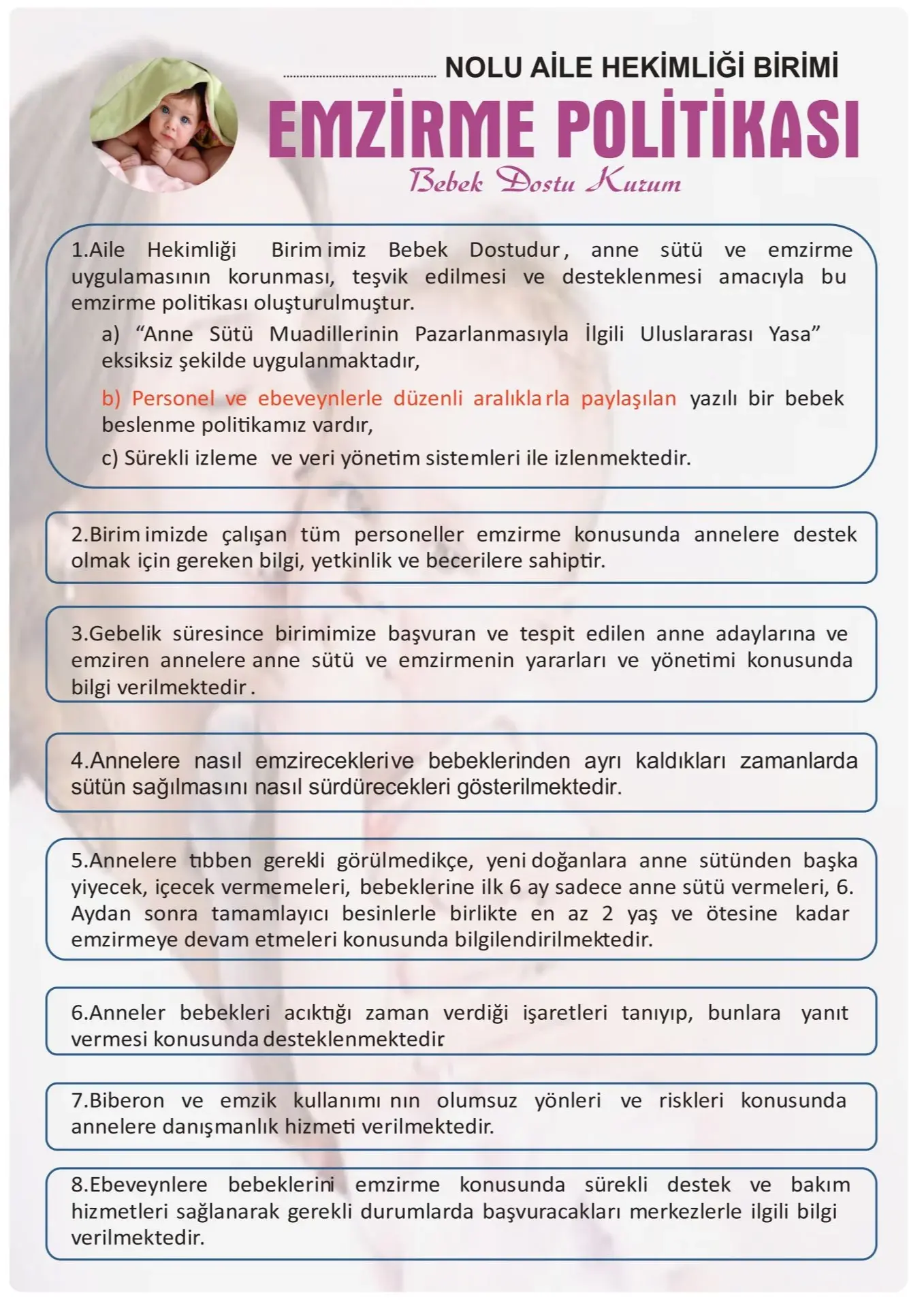 Bebek Dostu Kurum Emzirme Politika Pvc Kaplı