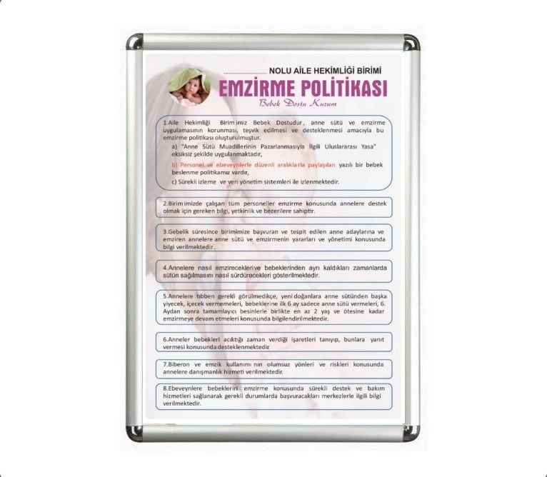 Bebek Dostu Kurum Emzirme Politika Afişi Çerçeveli