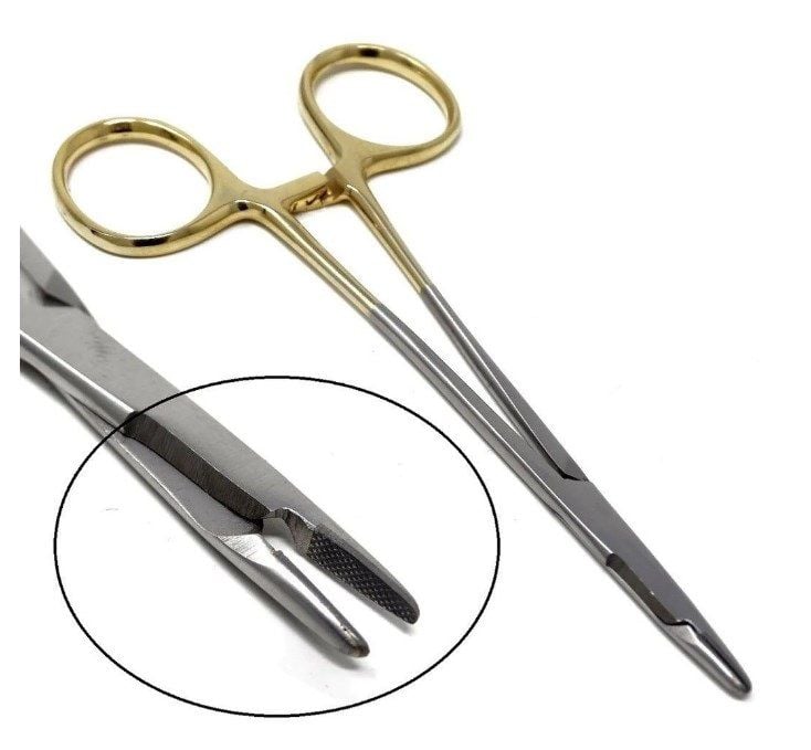 Portegü Olsen Hegar 16 cm Makaslı  TC Model Sarı Saplı