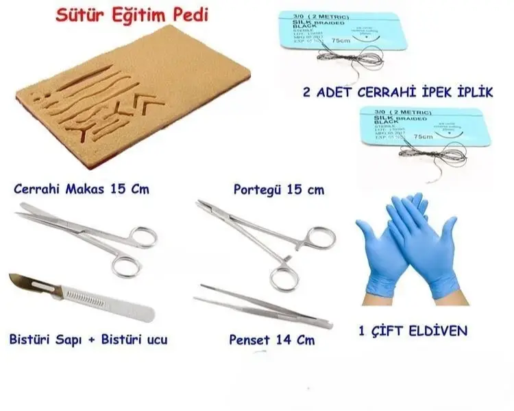 Rodus Sütür Eğitim Seti Kesikli - Cerrahi Dikiş Pratik Seti